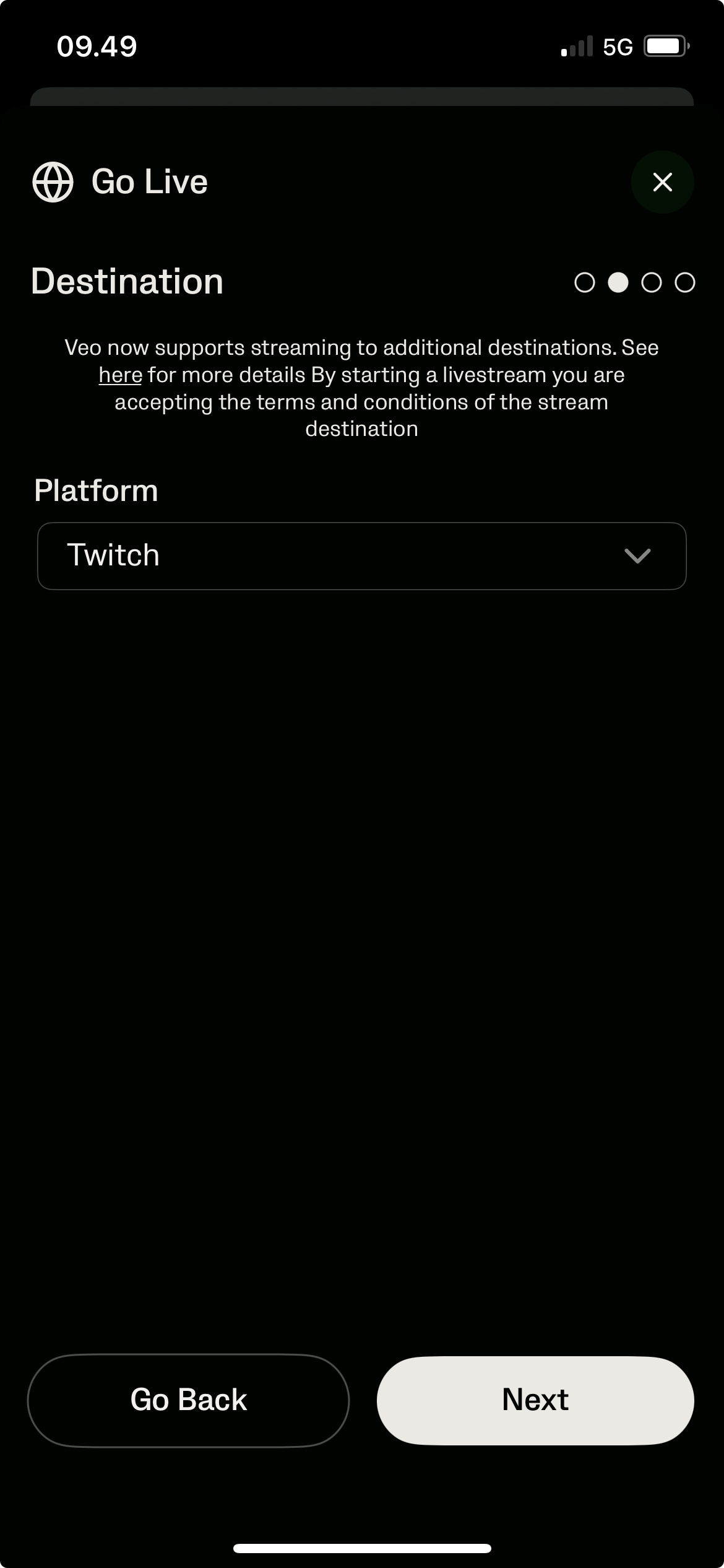 Twitch als Ziel auswählen