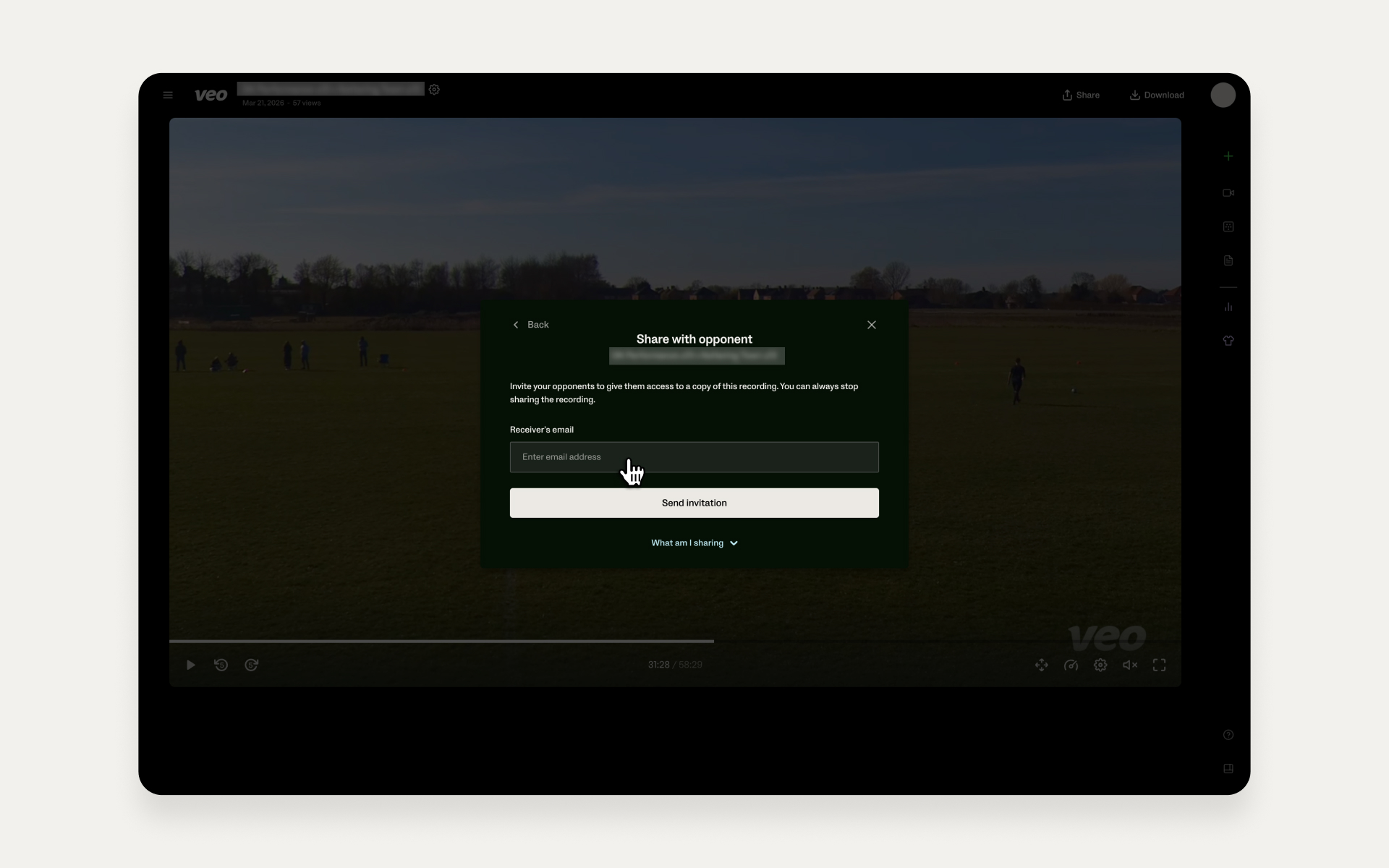 Enter the email you would like to share the recording with