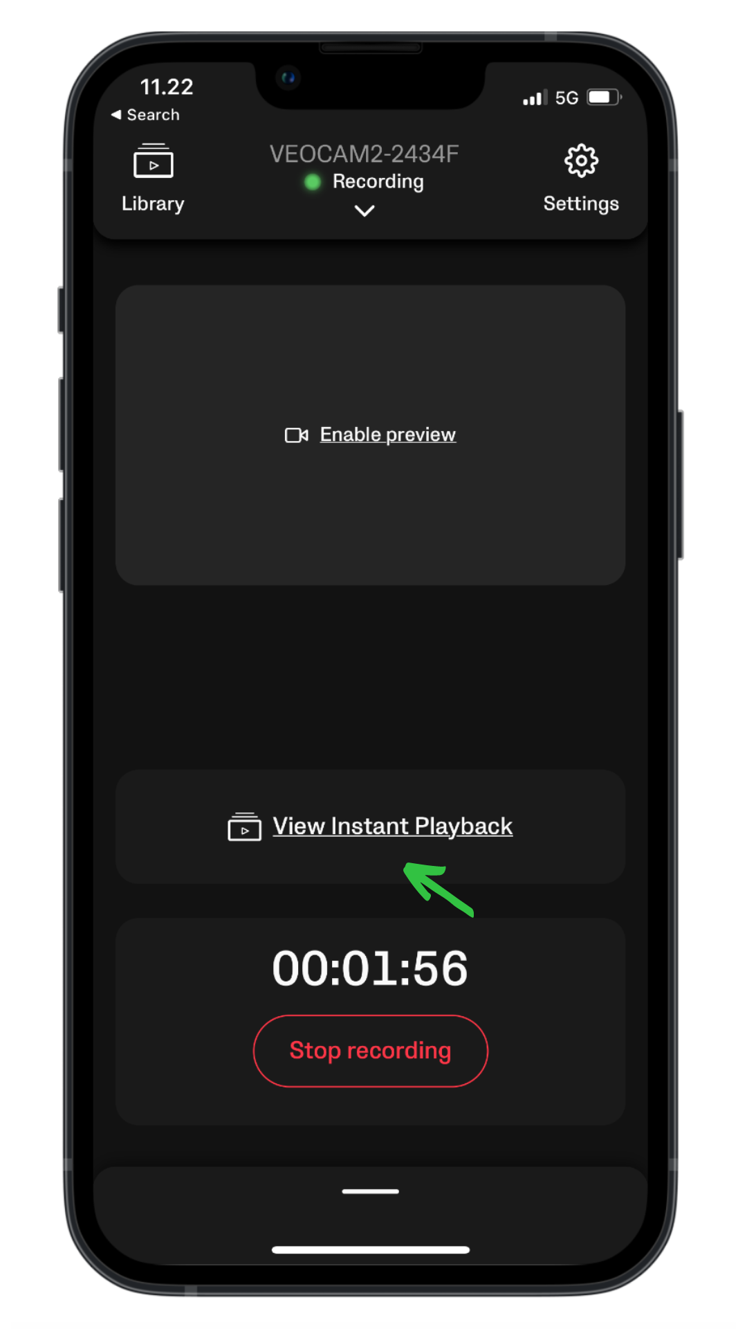 Voir la lecture instantanée dans l'appli Veo Camera