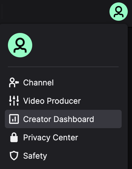 Panel del creador en Twitch