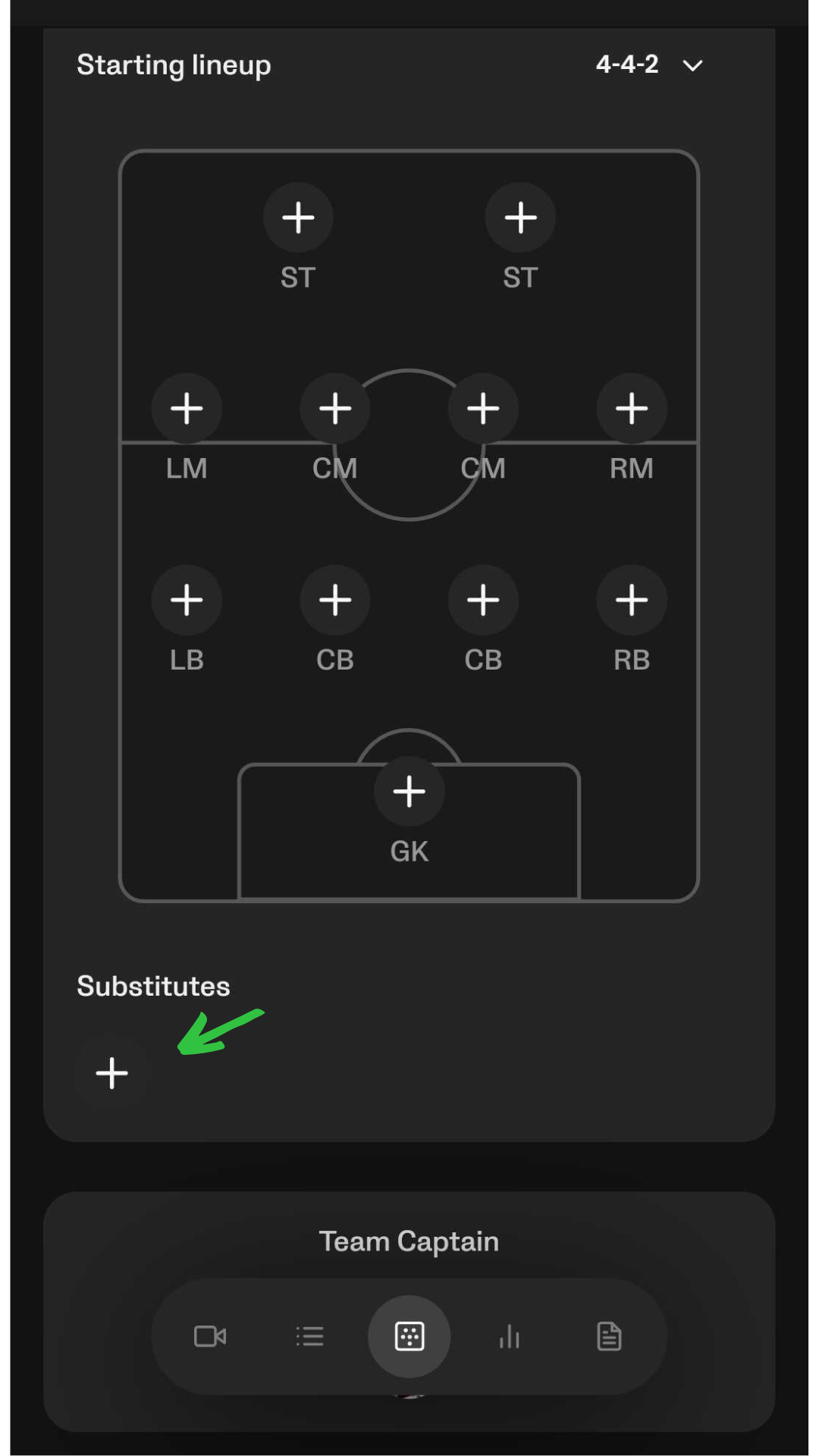 Add substitutes to the lineup