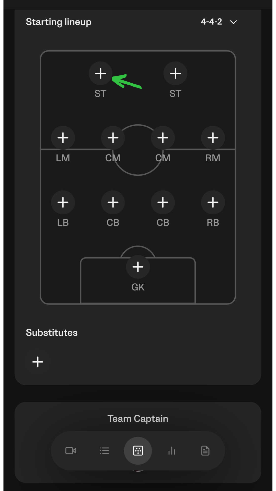 Haz clic en una posición del campo para asignar un jugador