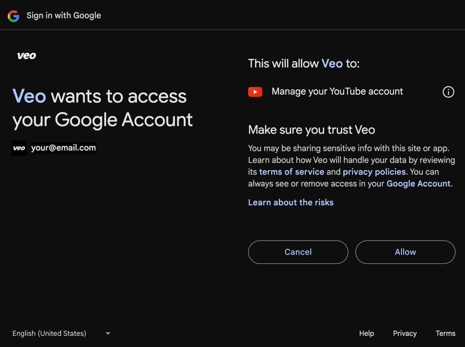 Consenti l'Accesso a YouTube