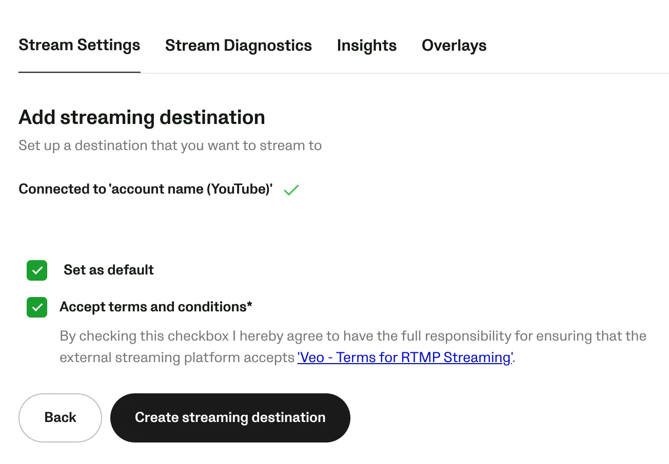 Use Stream Key Option