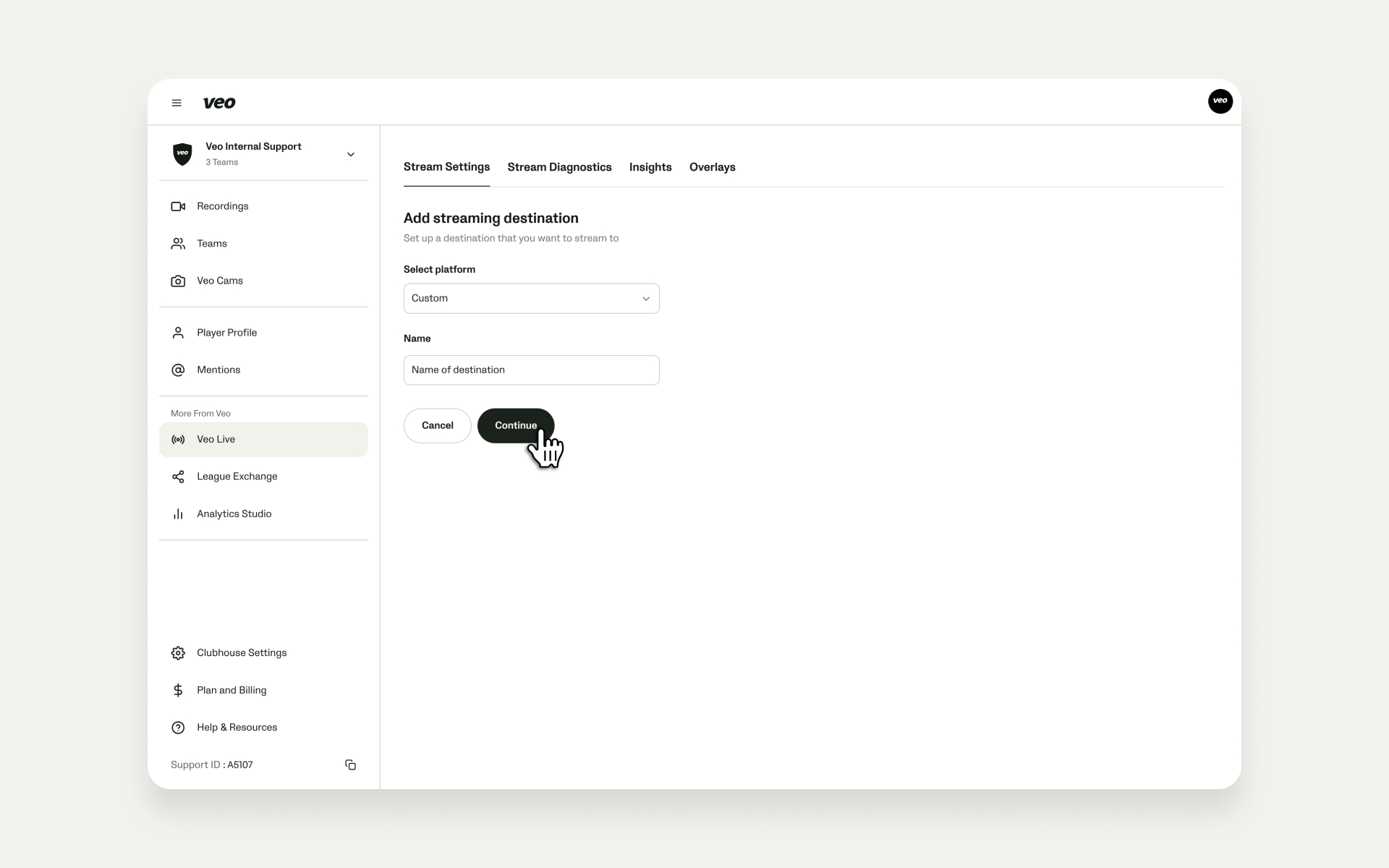Sélectionner destination personnalisée et lui donner un nom