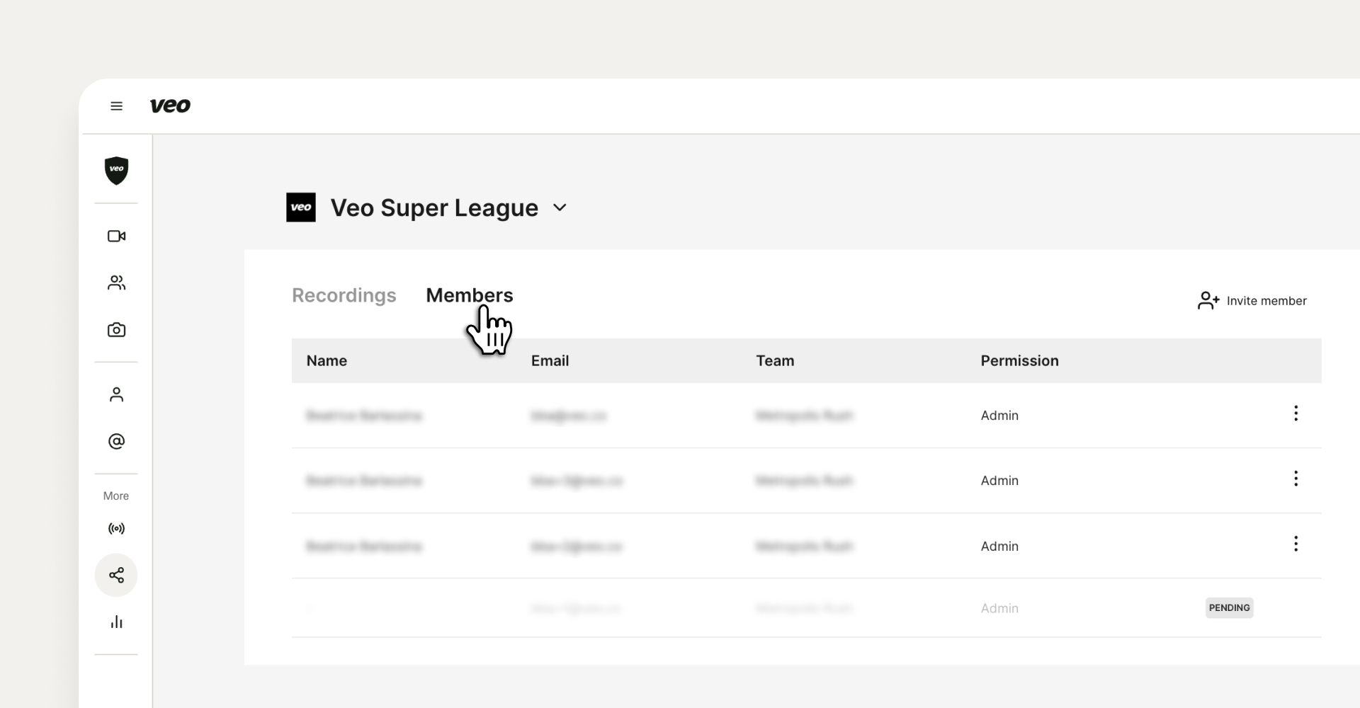 Sezione membri in League Exchange