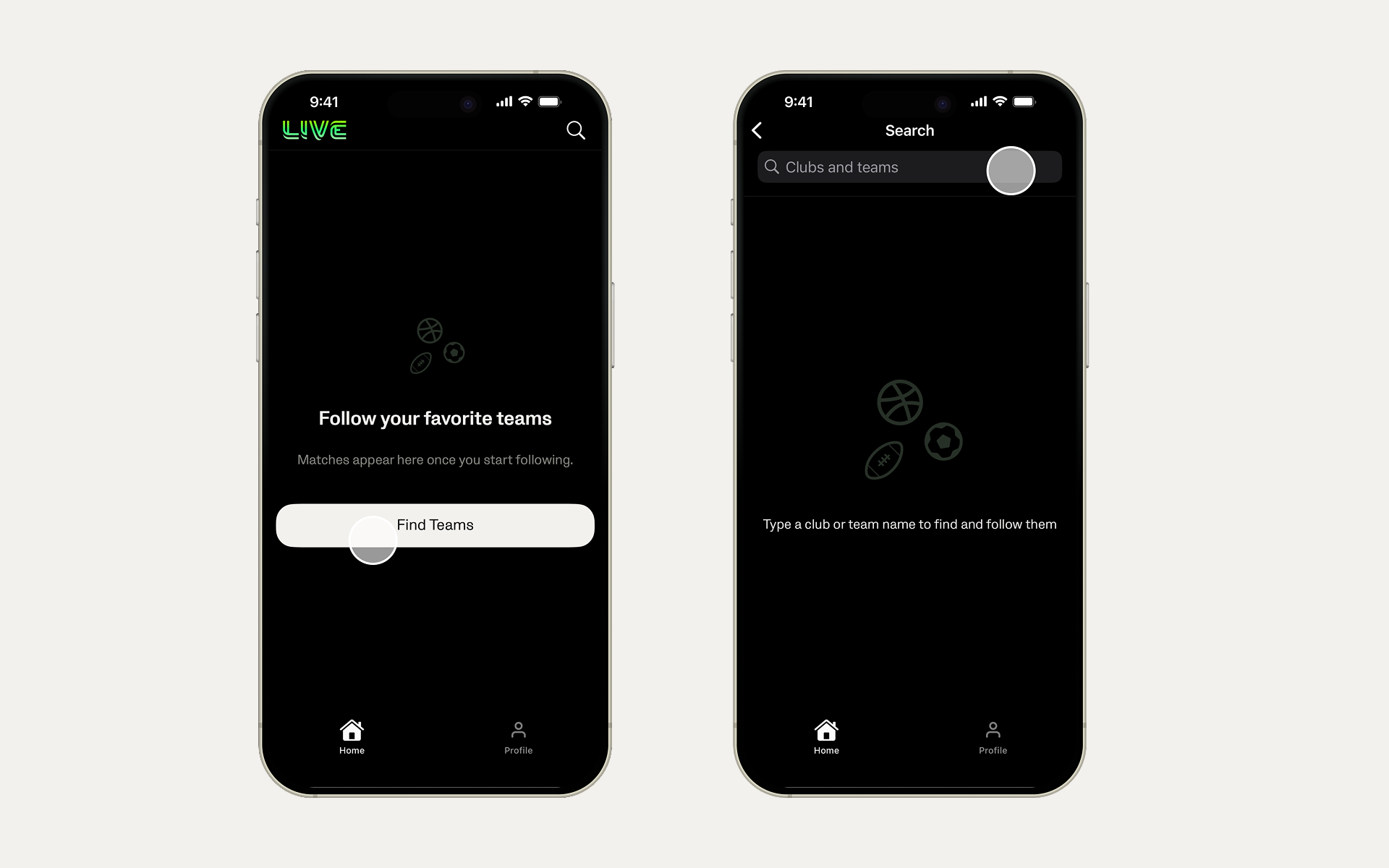 Follow clubs to access live streams