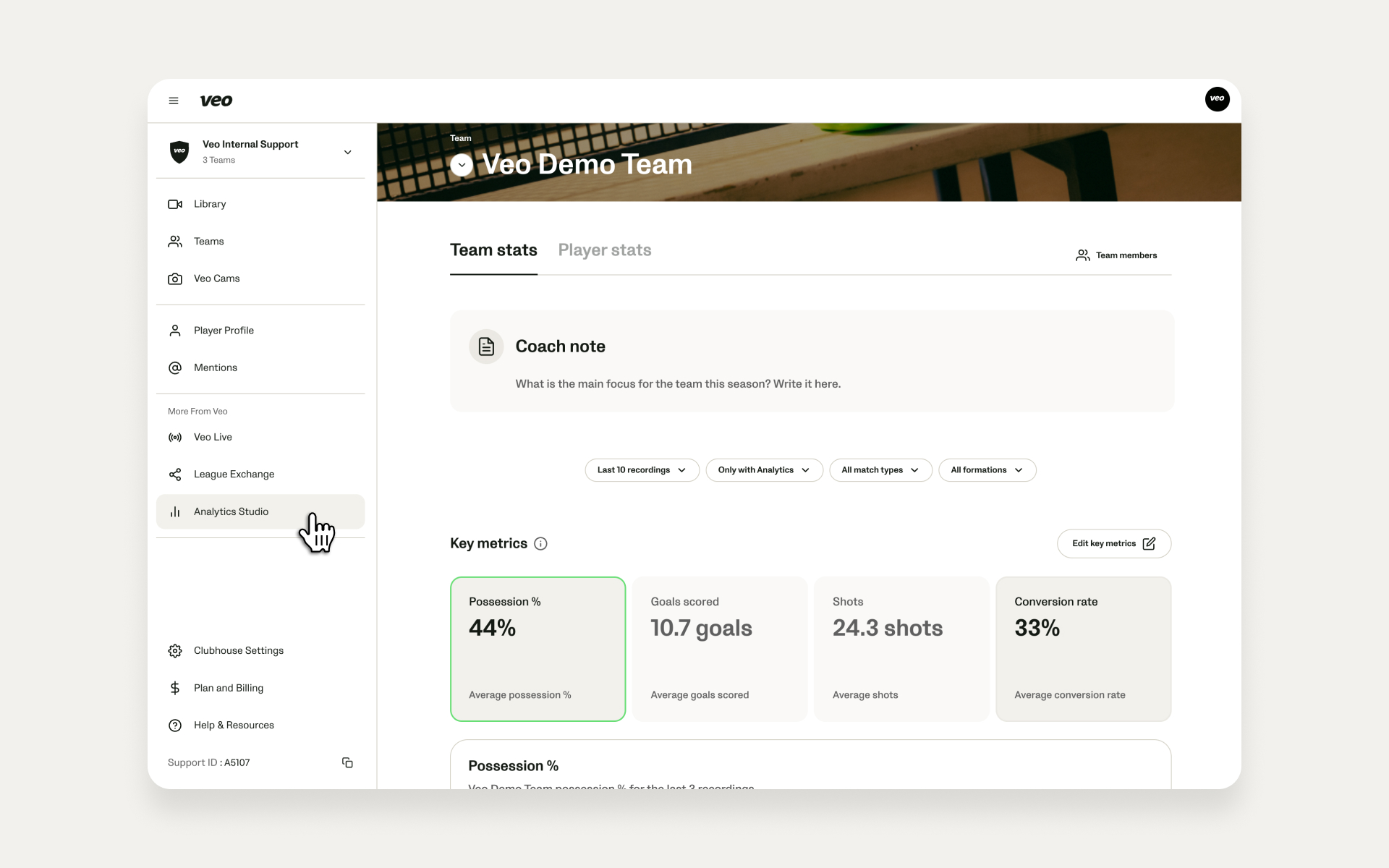 Access the analytics studio from the left handed menu.jpg