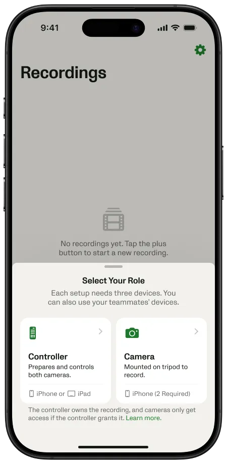 Sélectionner le rôle Contrôleur dans l’application Veo Go