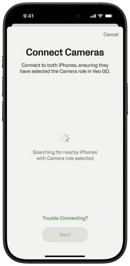 Connexion aux appareils caméra disponibles sur Veo Go