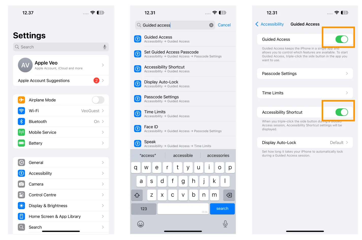 Schritte zum Aktivieren des geführten Zugriffs auf dem iPhone.webp