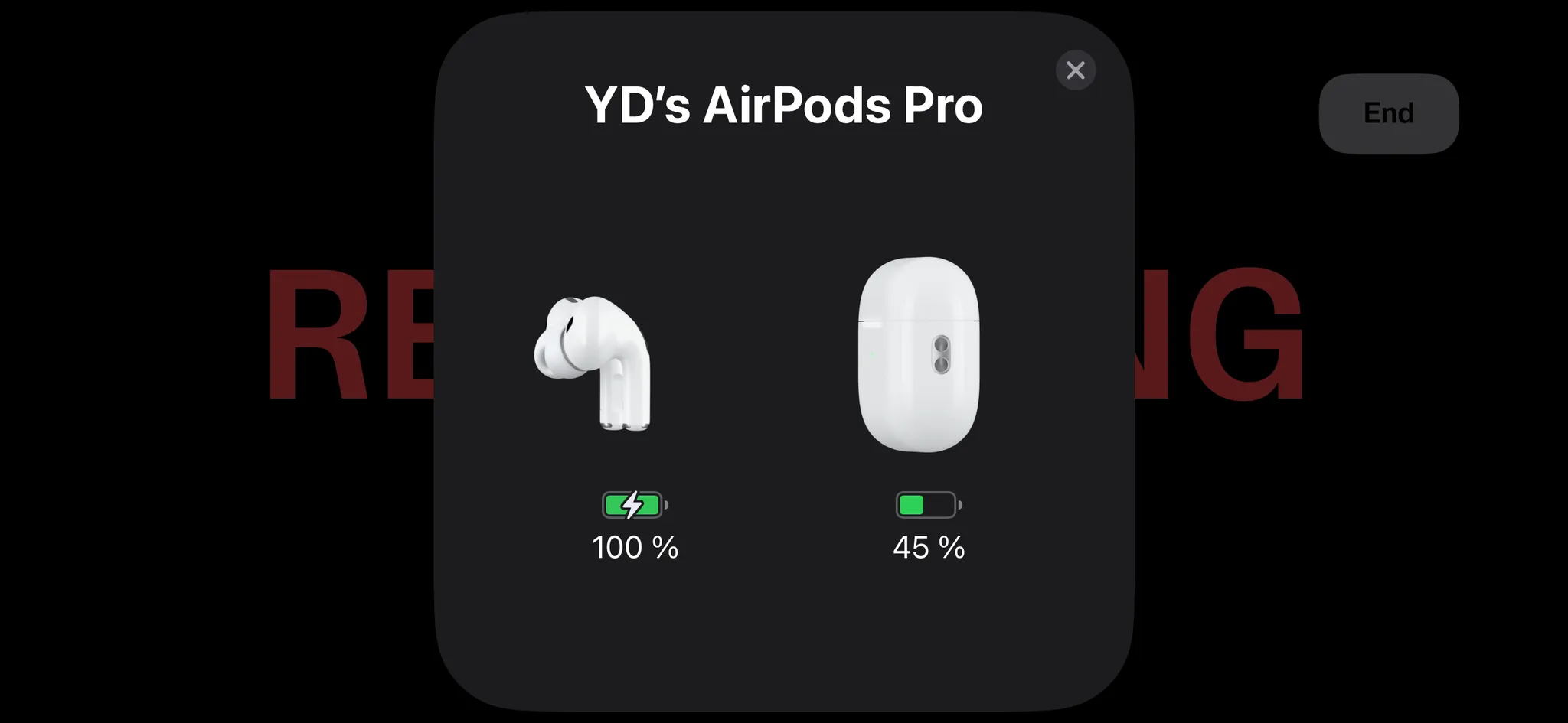 Popup AirPods sullo schermo
