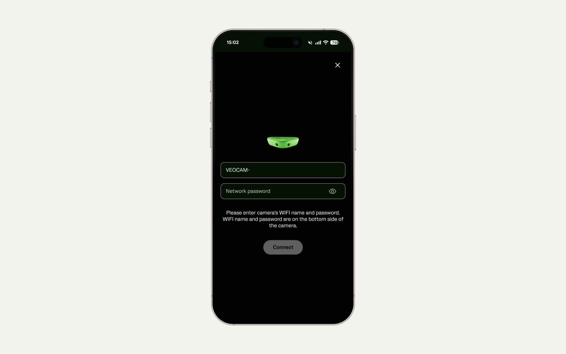 Manually add the camera number and the password, which you can find at the bottom of the camera.jpg