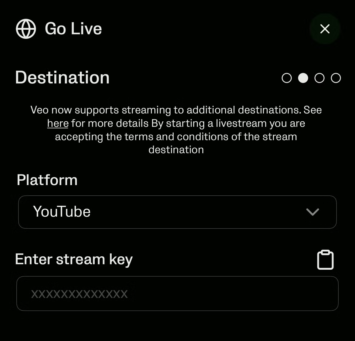Wprowadzenie klucza Stream Key YouTube