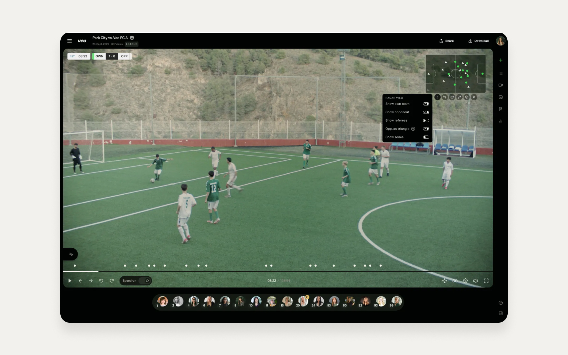 2D radar and scoreboard